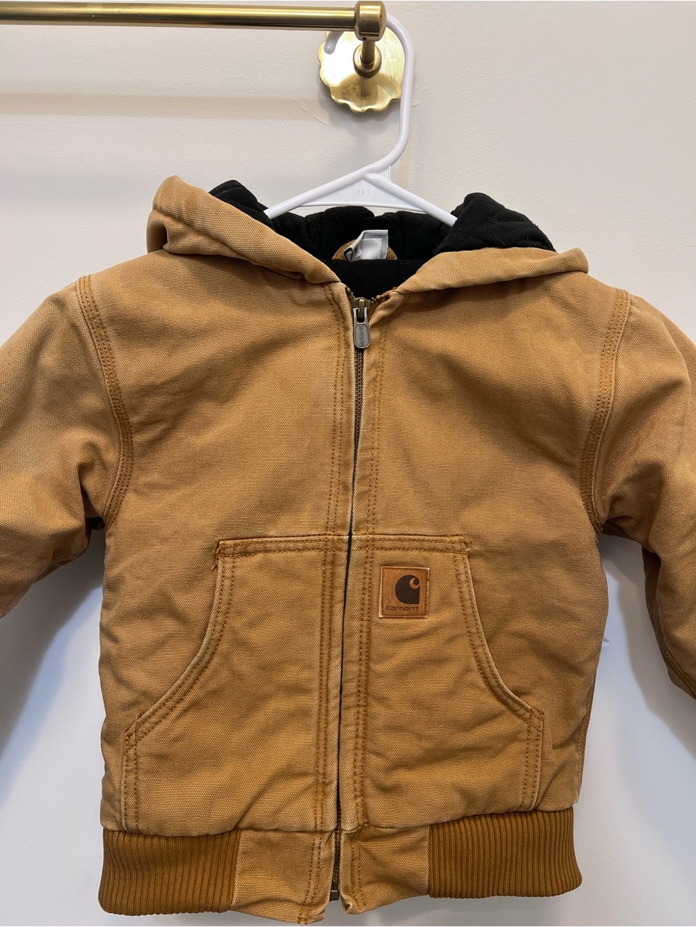 Carhartt - Kids Tan Hooded Zip-Up Working Jacket